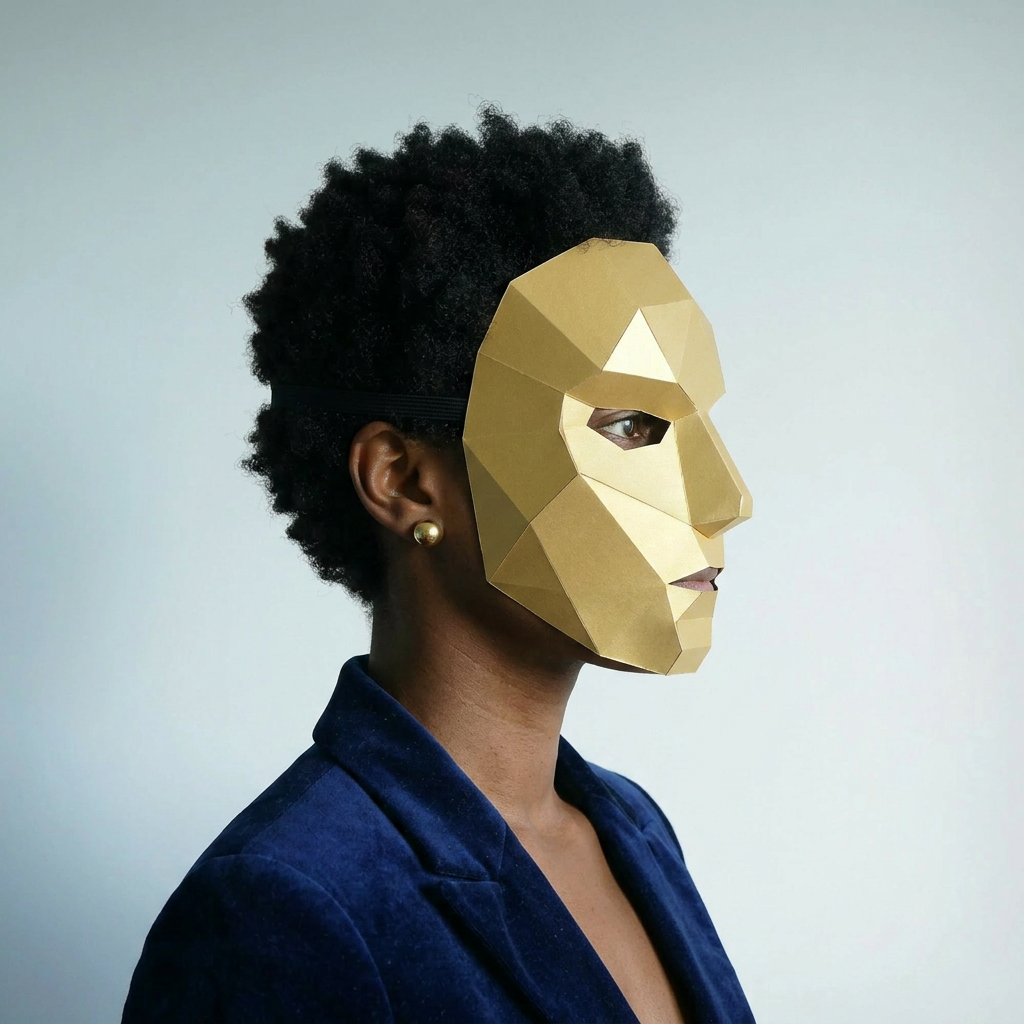 Polygon Female Face | Geometric Cardboard Mask | PDF