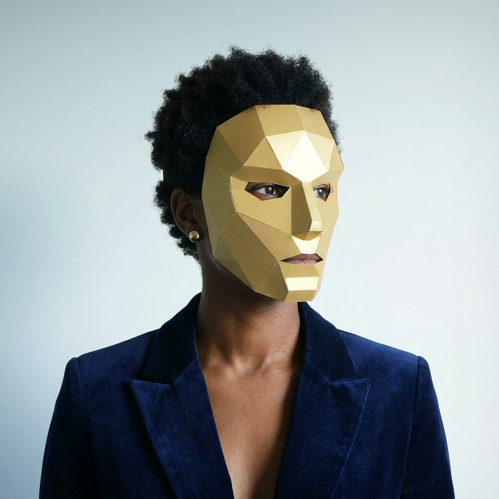 Polygon Female Face | Geometric Cardboard Mask | PDF