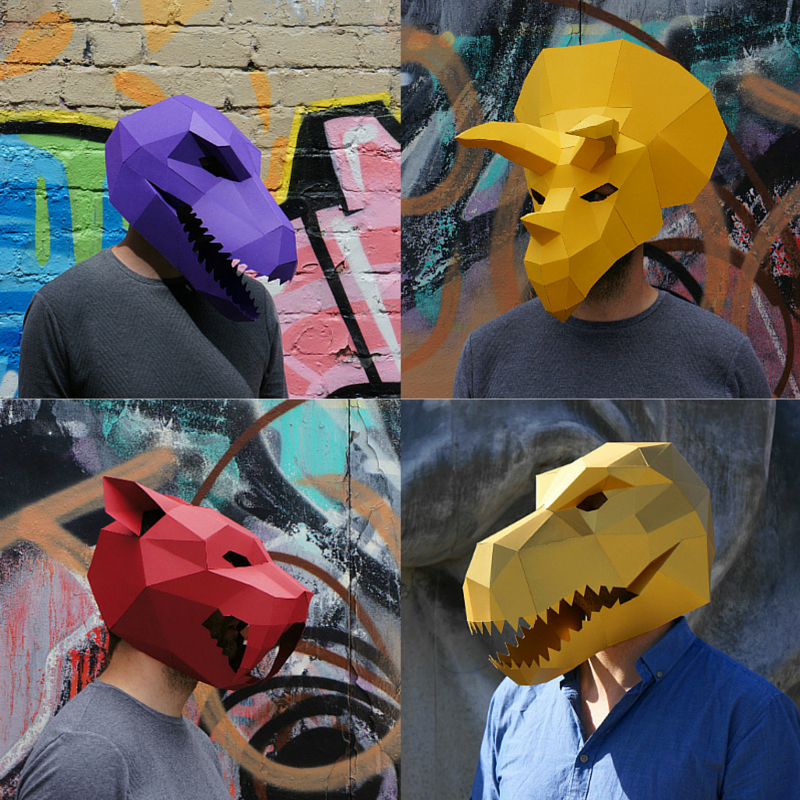 Prehistoric Monster Mask Set | Dinosuar DIY Papercraft Templates | PDF Download - Wintercroft-Mask