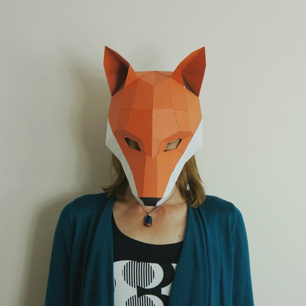 Fox Mask | DIY Paper Trophy Template | Printable PDF Download - Wintercroft-Trophy Mask