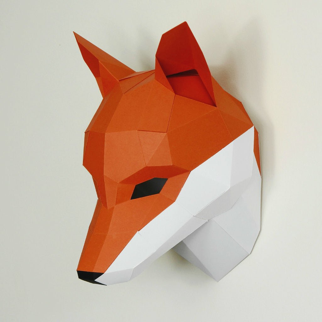 Fox Mask | DIY Paper Trophy Template | Printable PDF Download - Wintercroft-Trophy Mask