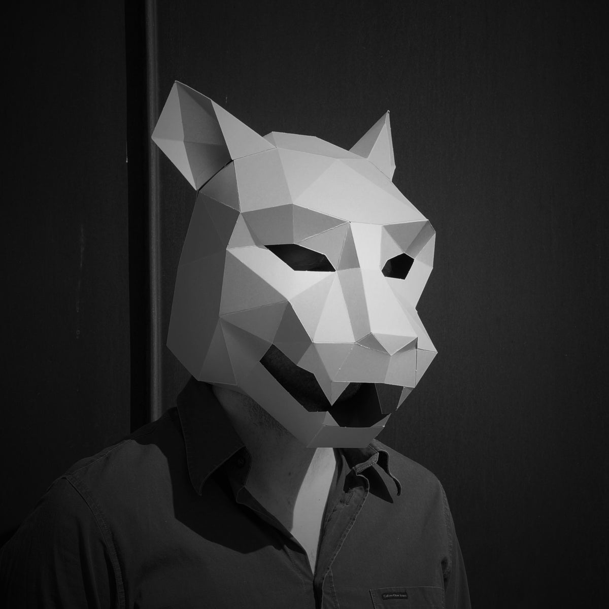 Jaguar Mask | Geometric Cardboard Animal template | PDF Download - Wintercroft-Mask
