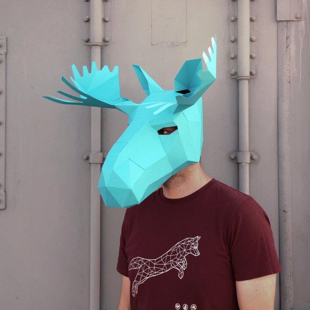 Moose Mask | Low Poly Geometric DIY Animal Mask Template | PDF Download - Wintercroft-Mask