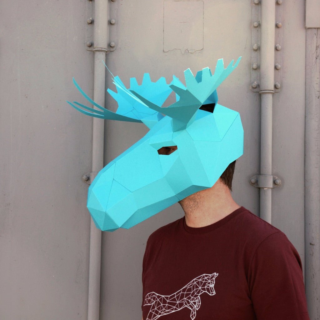 Moose Mask | Low Poly Geometric DIY Animal Mask Template | PDF Download - Wintercroft-Mask