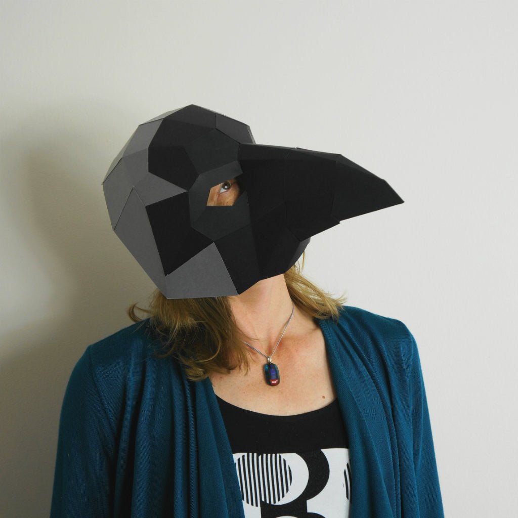 Crow Trophy Mask | DIY Paper Animal Template | Printable PDF Download - Wintercroft-Trophy Mask