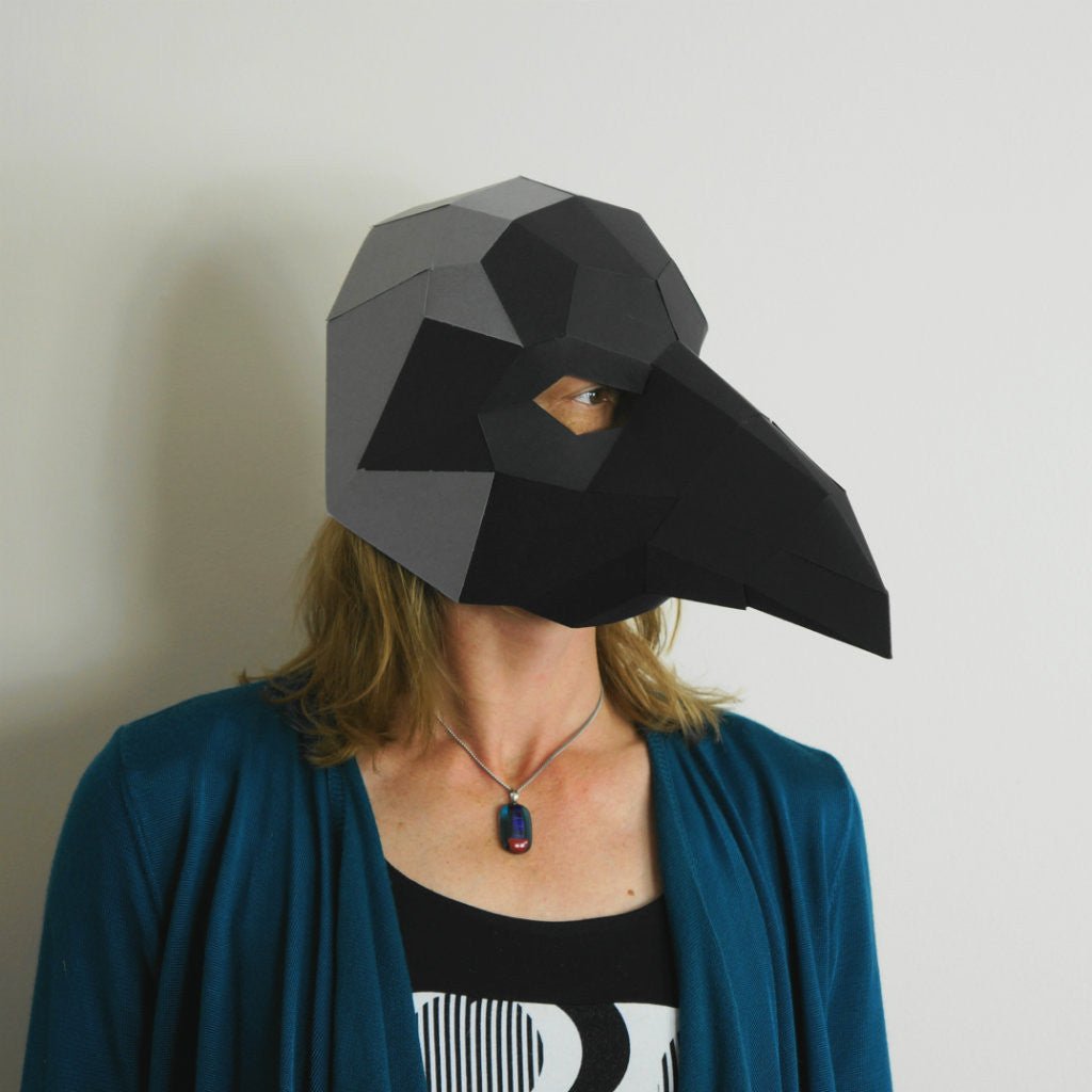Crow Trophy Mask | DIY Paper Animal Template | Printable PDF Download - Wintercroft-Trophy Mask