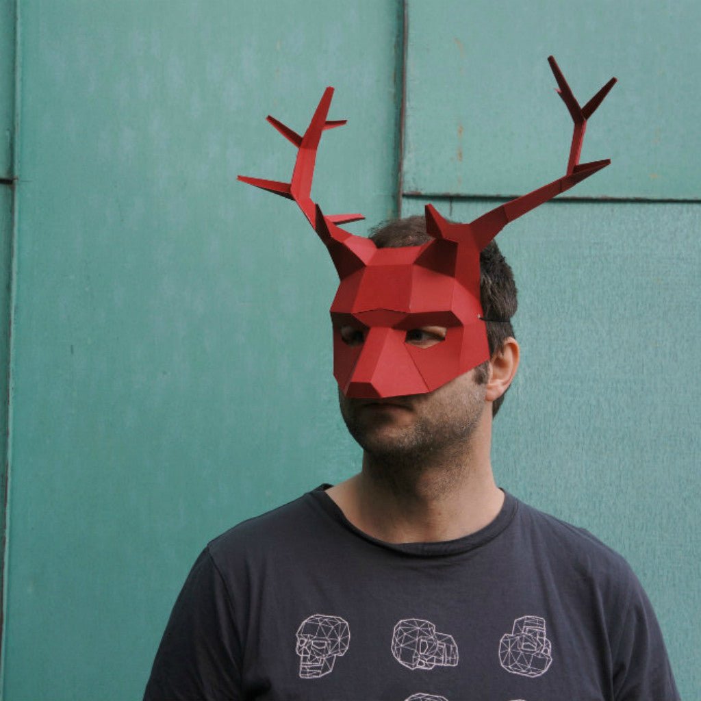 Stag or Reindeer Mask | Low Poly DIY Half Mask Template | PDF - Wintercroft-Mask