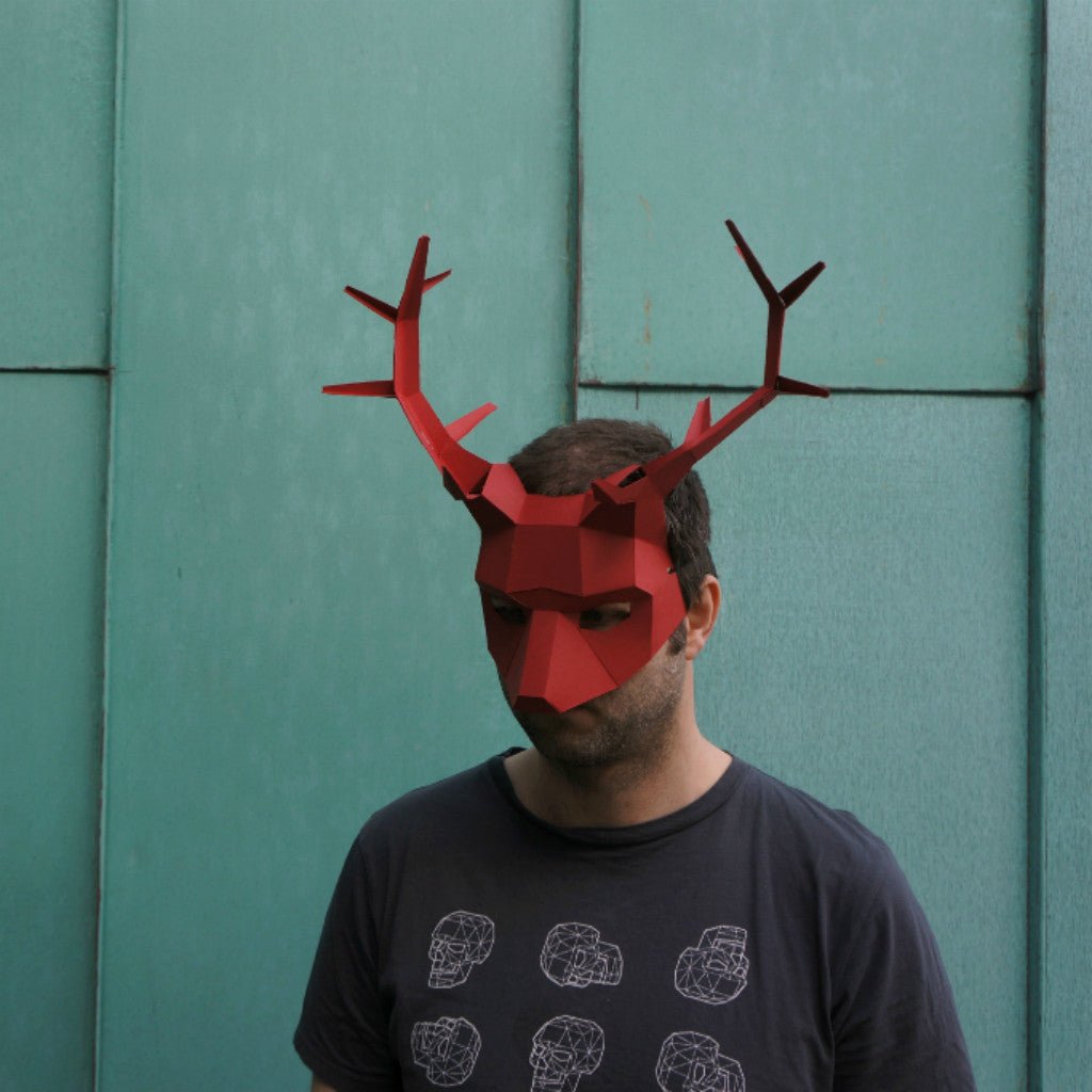 Stag or Reindeer Mask | Low Poly DIY Half Mask Template | PDF - Wintercroft-Mask