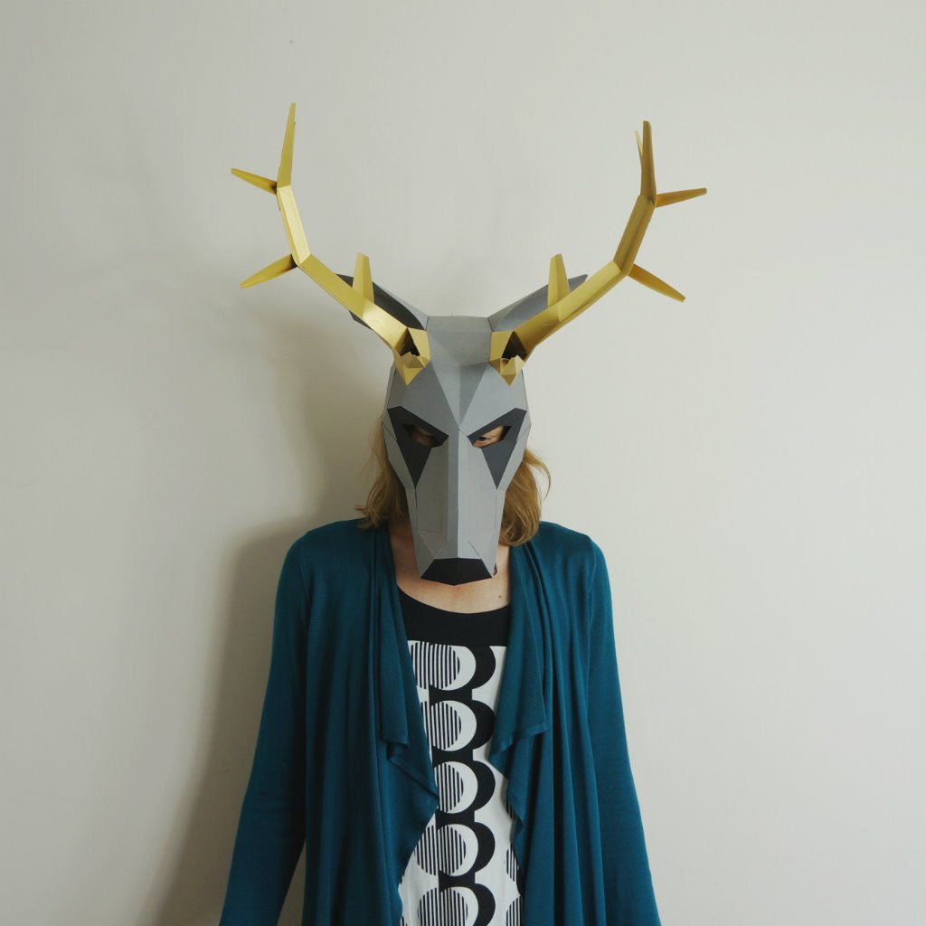 Stag Trophy Mask | DIY Paper Template | Printable PDF Download - Wintercroft-Trophy Mask