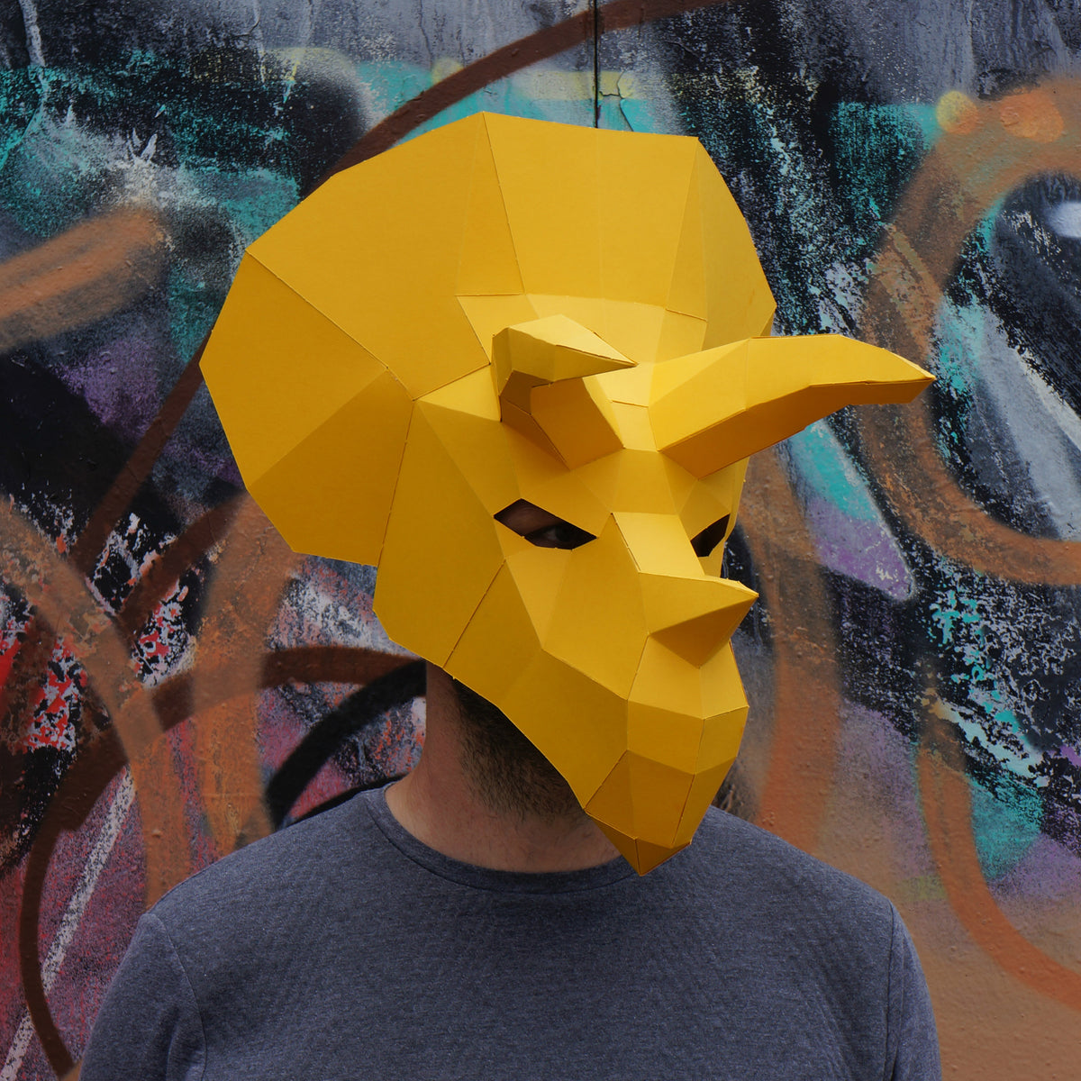 Triceratops Mask | Low Poly DIY Dinosaur Template | PDF Download - Wintercroft-Mask