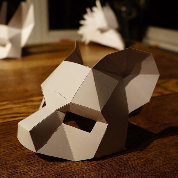 Bear Half Mask | Easy Low Poly DIY Half Mask Template | PDF Download - Wintercroft-Mask
