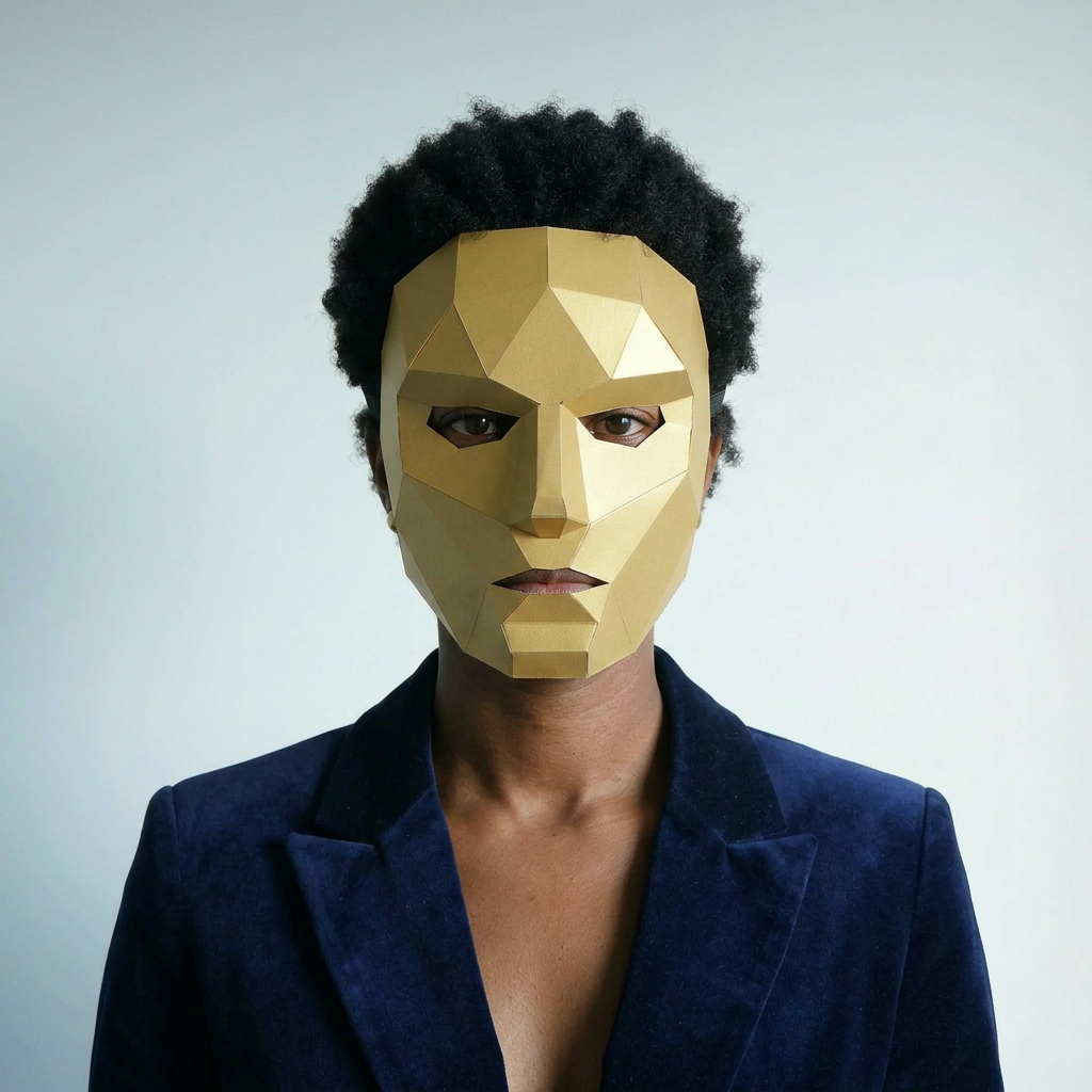 Polygon Female Face | Geometric Cardboard Mask | PDF