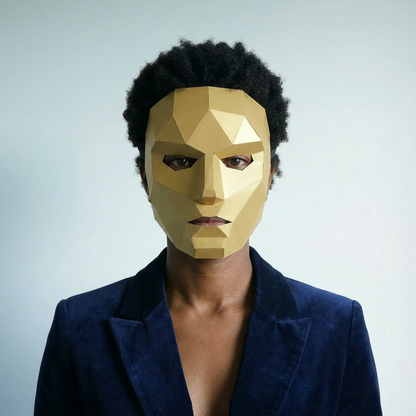 Polygon Female Face | Geometric Cardboard Mask | PDF