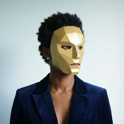 Polygon Female Face | Geometric Cardboard Mask | PDF