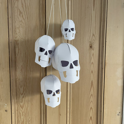 Hanging Skull Charms Template | DIY Halloween Papercraft Decorations | Instant Download