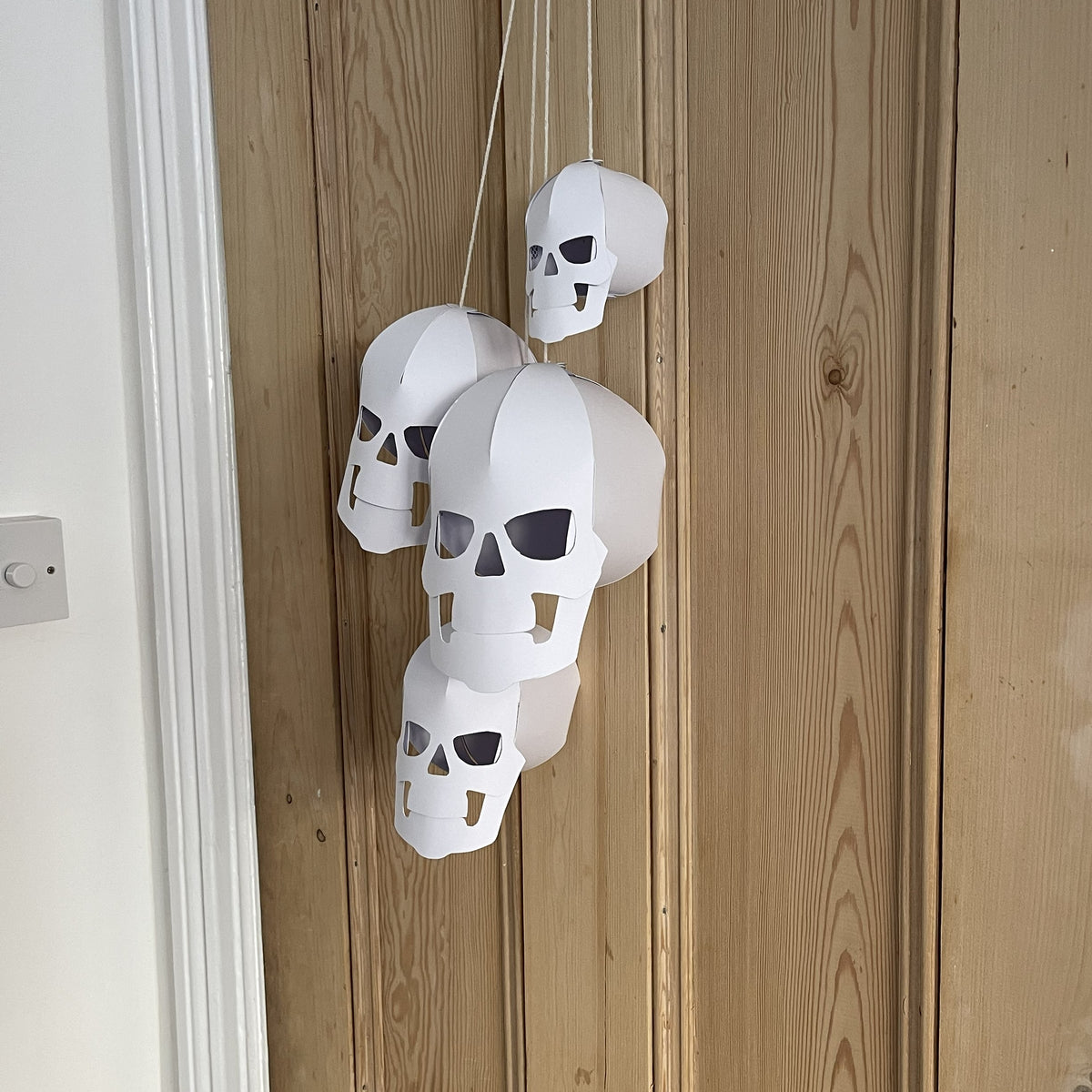 Hanging Skull Charms Template | DIY Halloween Papercraft Decorations | Instant Download