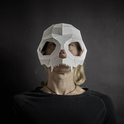 Cat Skull Mask | Wearable Paper Animal Sculpture | Instant Download