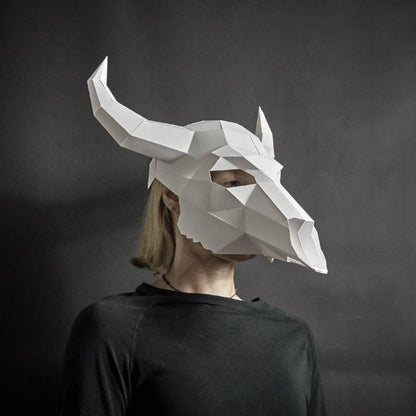 Bull Skull Mask | DIY Geometric Cardboard Mask | Instant Download