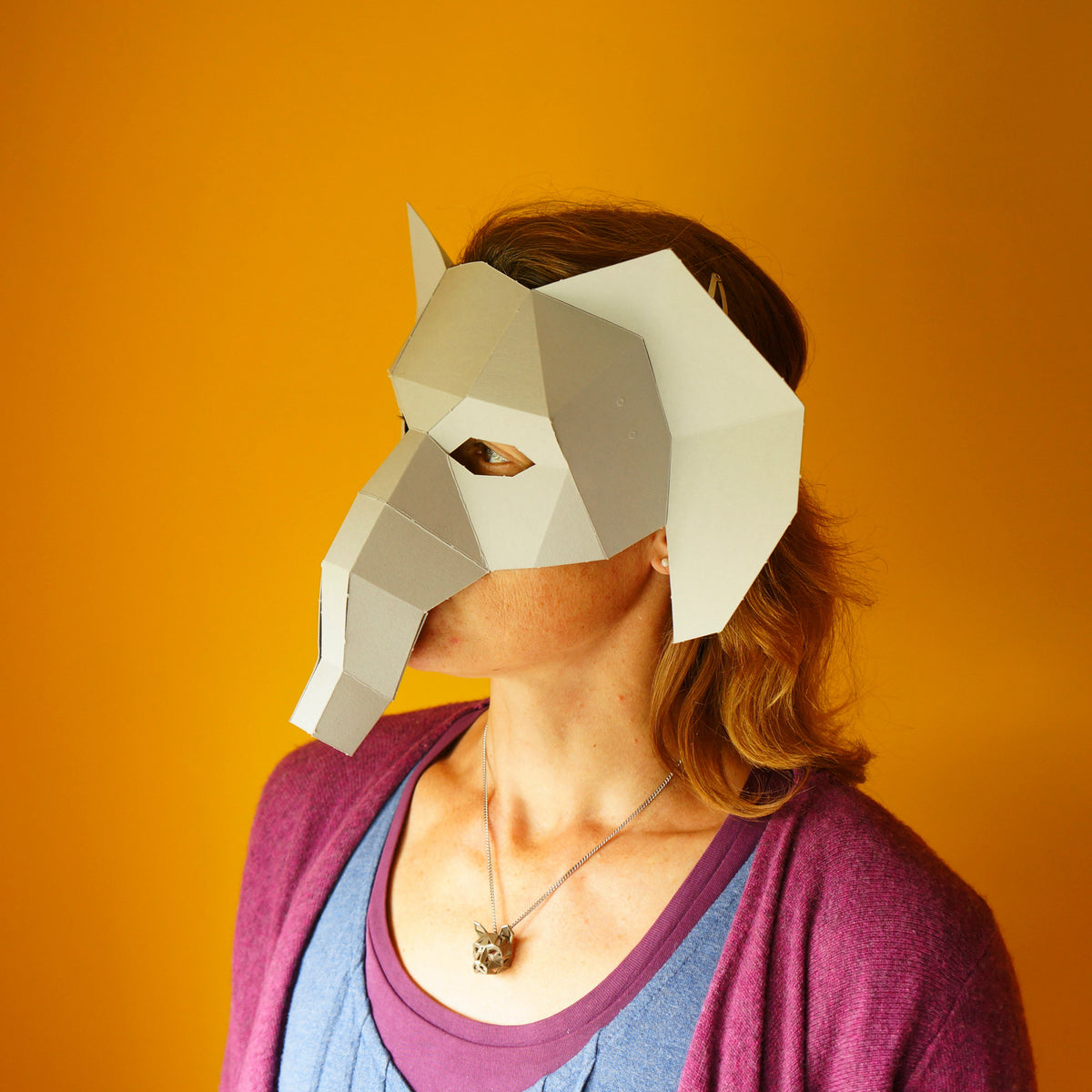 Elephant | Low Poly Geometric Half Mask Template | PDF Download - Wintercroft-Mask