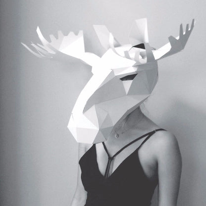 Moose Mask | Low Poly Geometric DIY Animal Mask Template | PDF Download