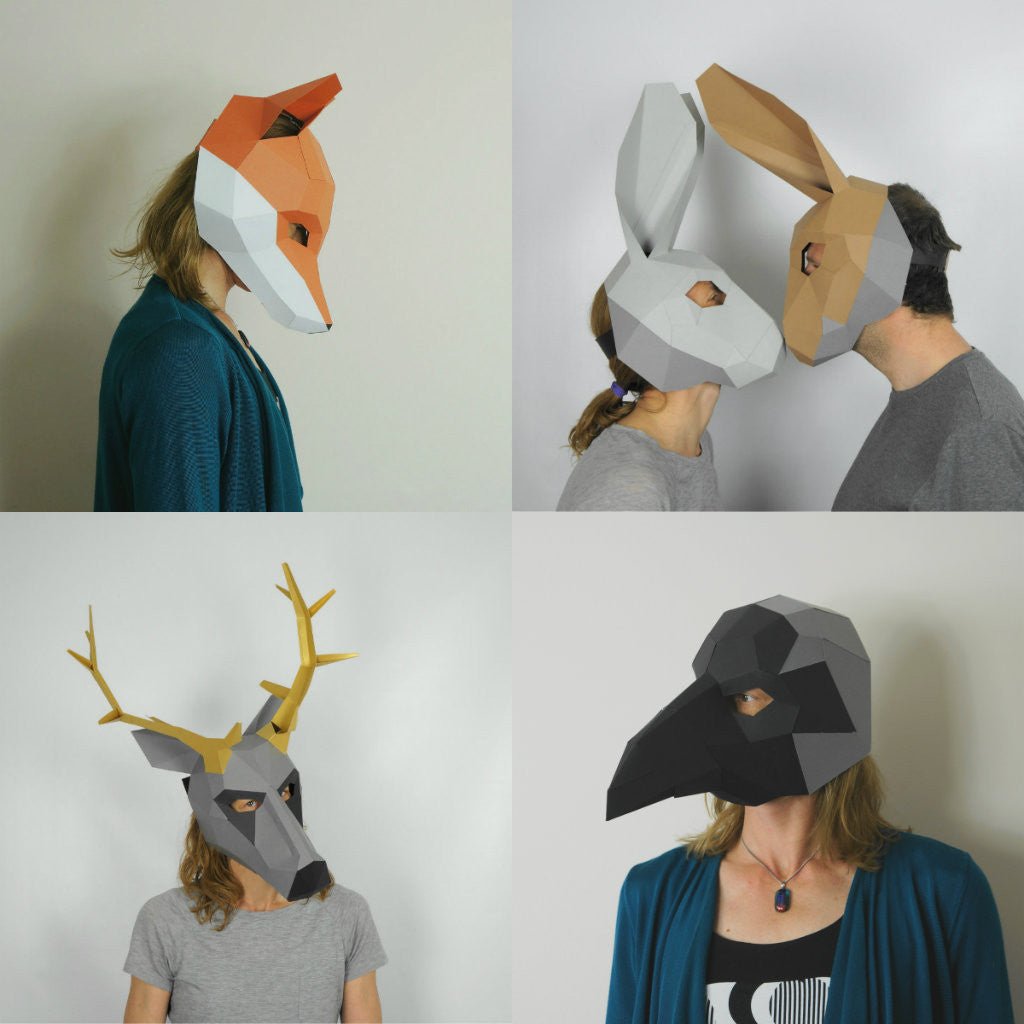 Wintercroft_Woodland Trophy Animal Set | DIY Mask Templates | Printable PDF Download_1