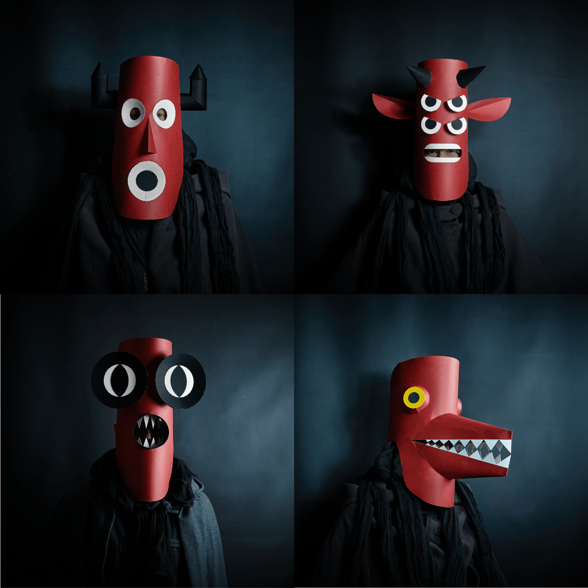 Long Face Festival Mask Set | DIY Printable Paper Mask Templates for Halloween &amp; Costumes - Wintercroft - Mask
