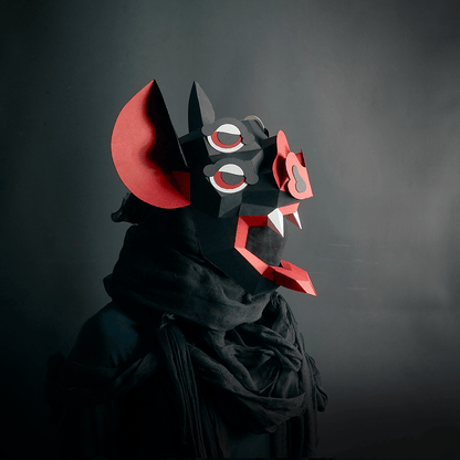 Camazotz the Death Bat | Geometric Headdress Pattern | PDF Template - Wintercroft - Mask