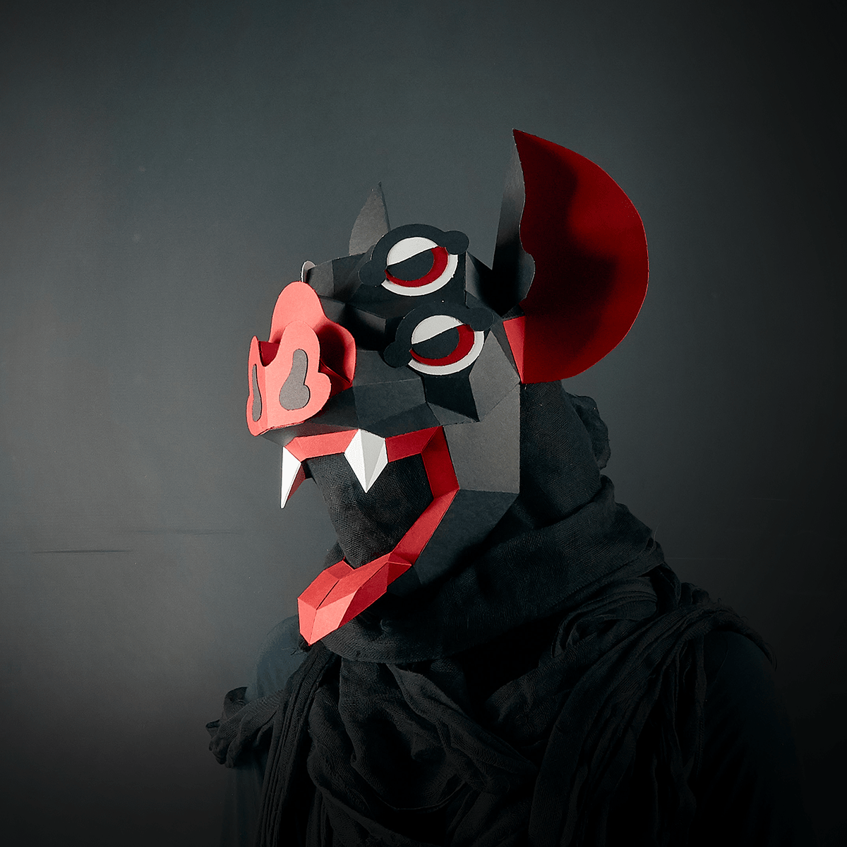 Camazotz the Death Bat | Geometric Headdress Pattern | PDF Template - Wintercroft - Mask