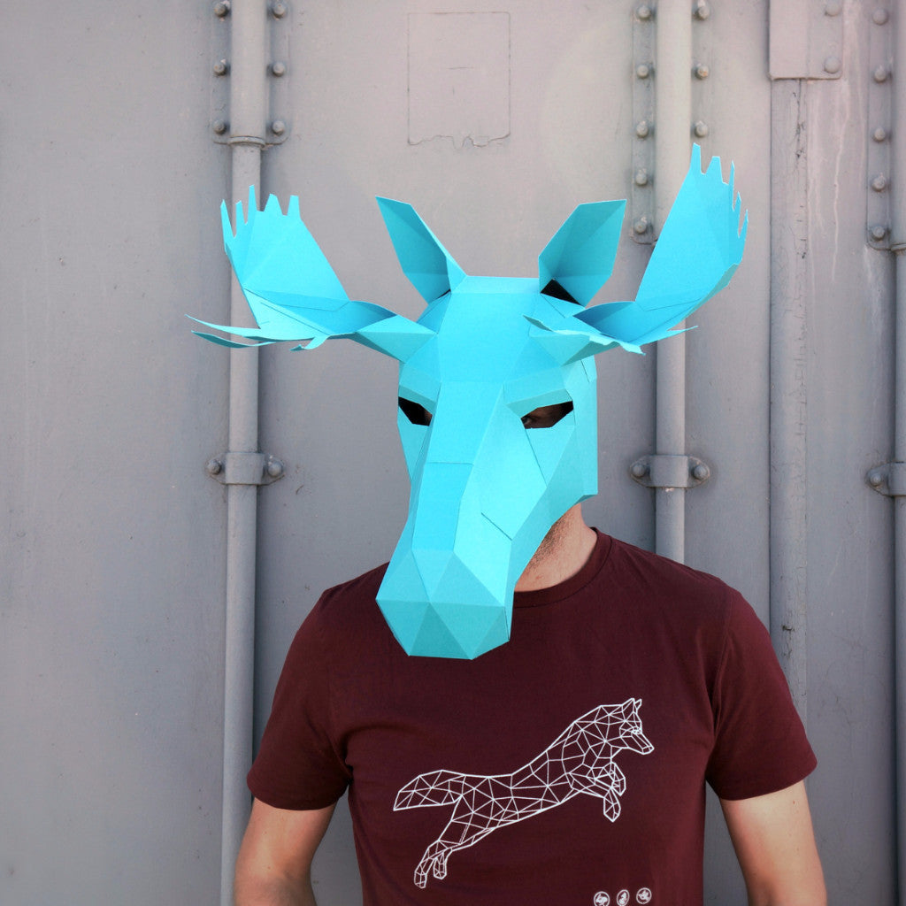 Moose Mask | Low Poly Geometric DIY Animal Mask Template | PDF Download