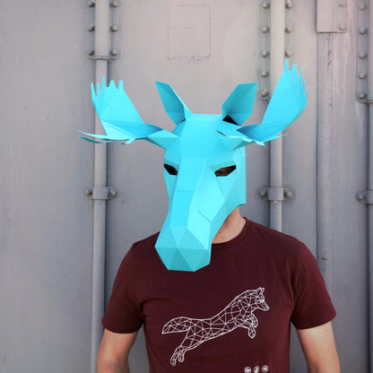 Moose Mask | Low Poly Geometric DIY Animal Mask Template | PDF Download