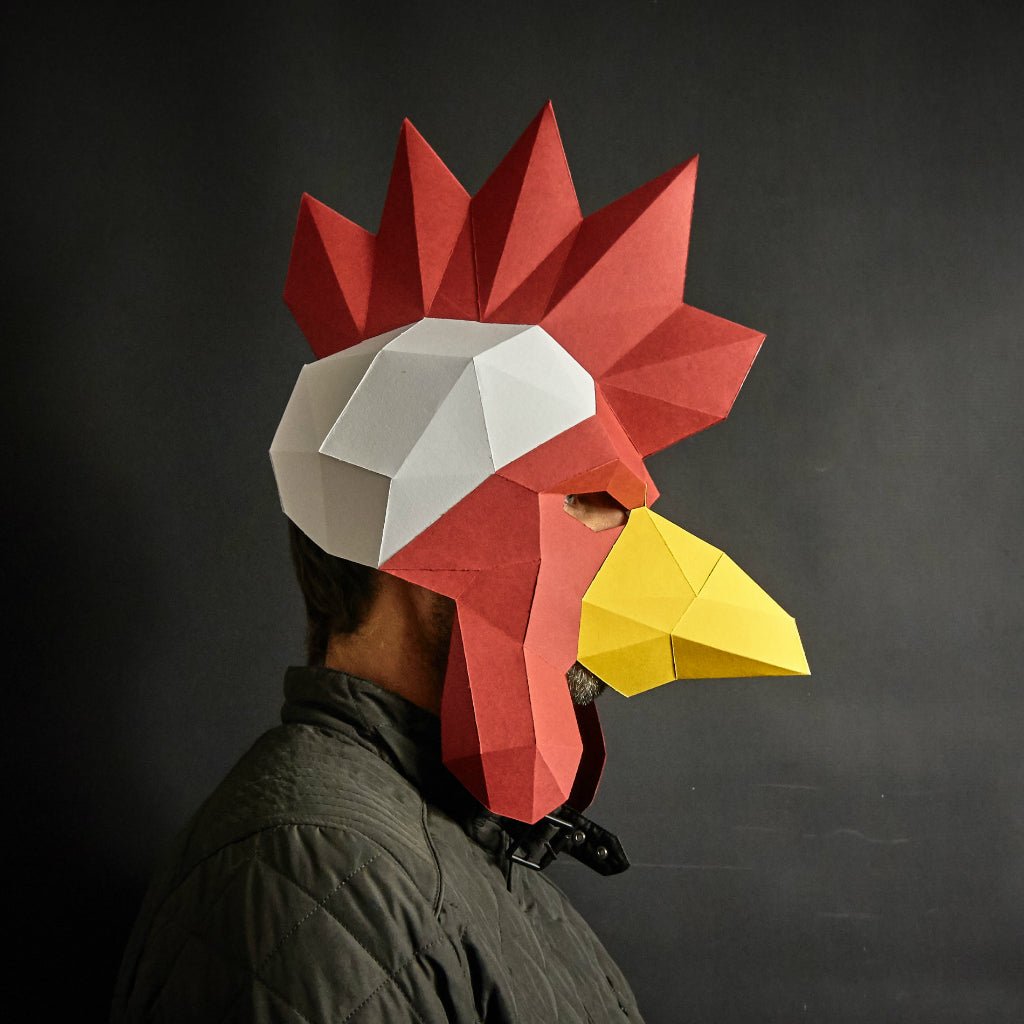 Rooster Mask | 3D Papercraft Animal Template | PDF Download - Wintercroft-Mask