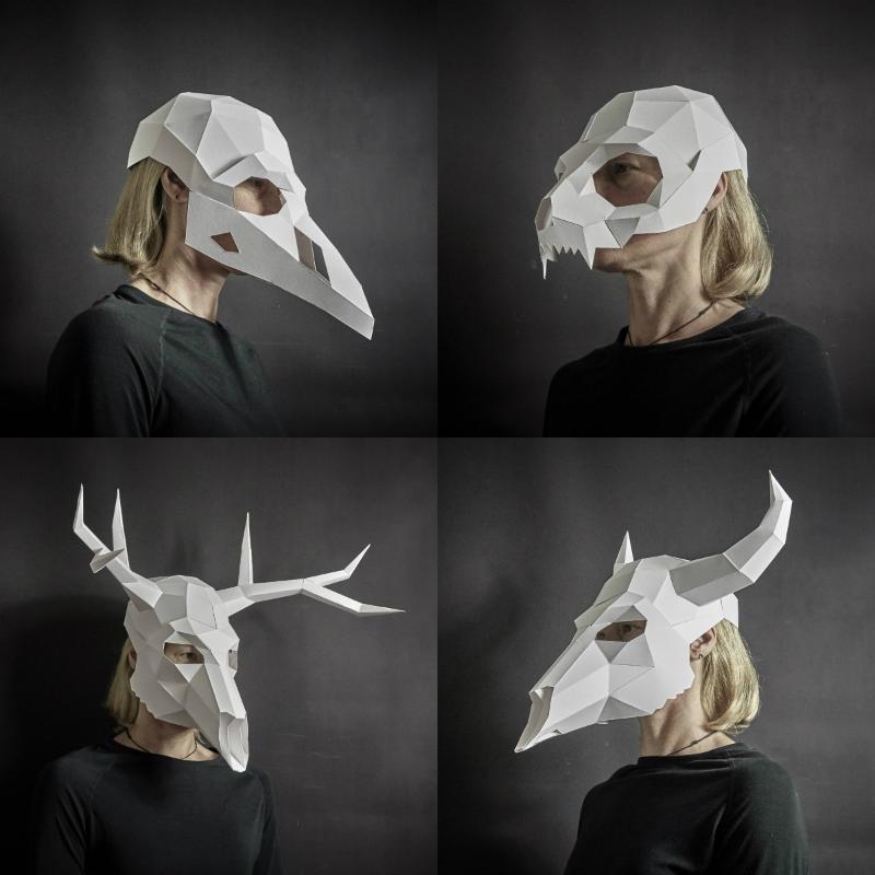 Animal Skull Mask Set | DIY Papercraft Template | PDF Download - Wintercroft-Mask